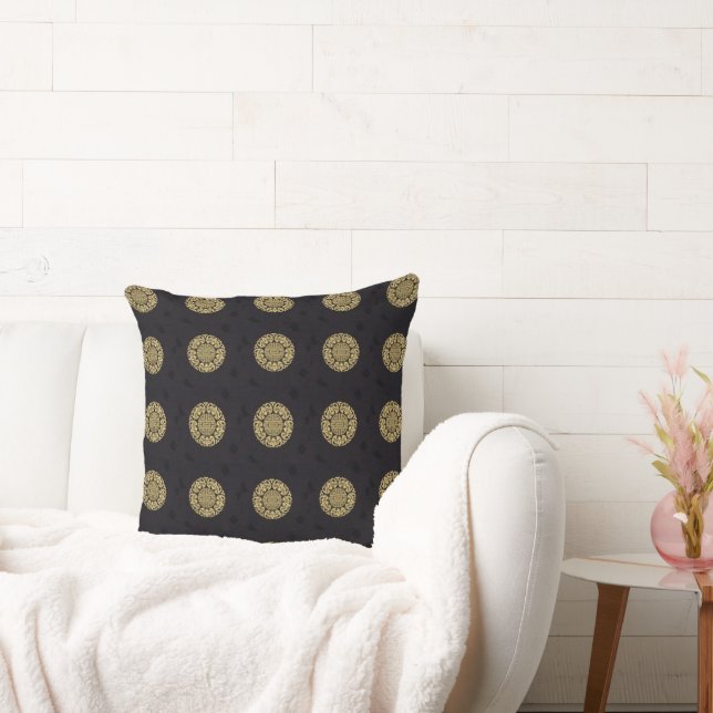 Thai Brocades Gold Brown Throw Kissen (Liege)