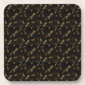 Thai Brocades Gold Dragonflies Untersetzer (Vorderseite)