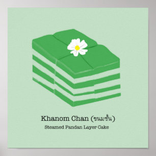Thai Dessert/Snack Khanom Chan - Pastel Green Poster