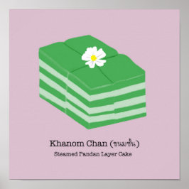 Thai Dessert/Snack Khanom Chan - Pastellrosa Poster