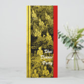 Thai Dinner Themenparty Einladung Gold (Stehend Vorderseite)