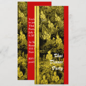 Thai Dinner Themenparty Einladung Gold (Vorne/Hinten)