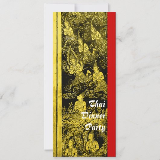 Thai Dinner Themenparty Einladung Gold (Vorderseite)
