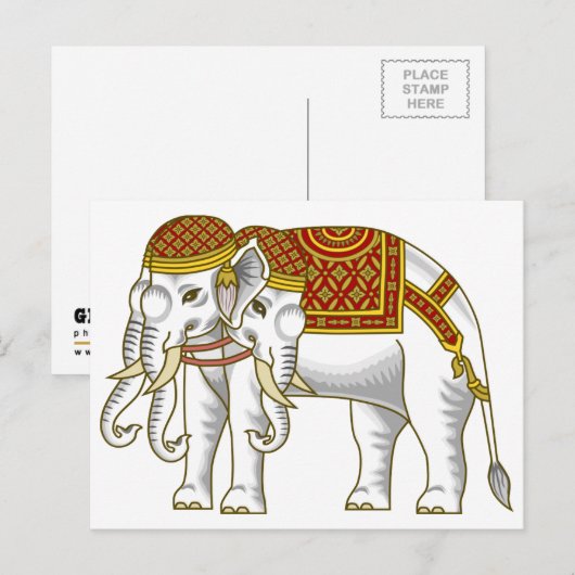 Thai Erawan White Elephant Postkarte (Vorne/Hinten)