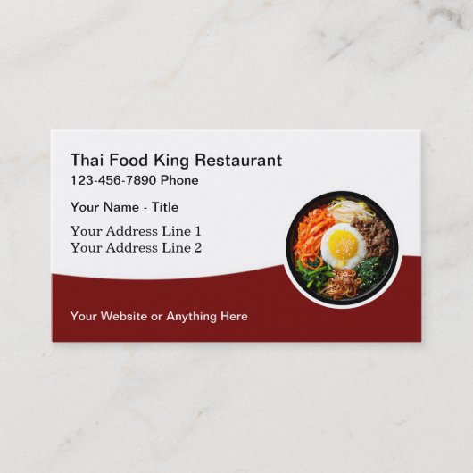 Thai Food Restaurant Asian Cuisine Business Cards Visitenkarte (Vorderseite)