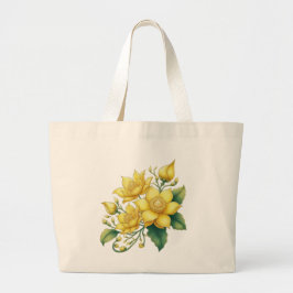 Thai Gelbe Blume, Thai Art, thailändischer Stil Jumbo Stoffbeutel