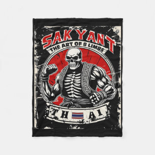 Thai-Kickboxen Sak Yant Tattoo Skelett- Die Kunst Fleecedecke