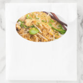 Thai Lo Mein Noodle Stir Fry Ovaler Aufkleber (Tasche)