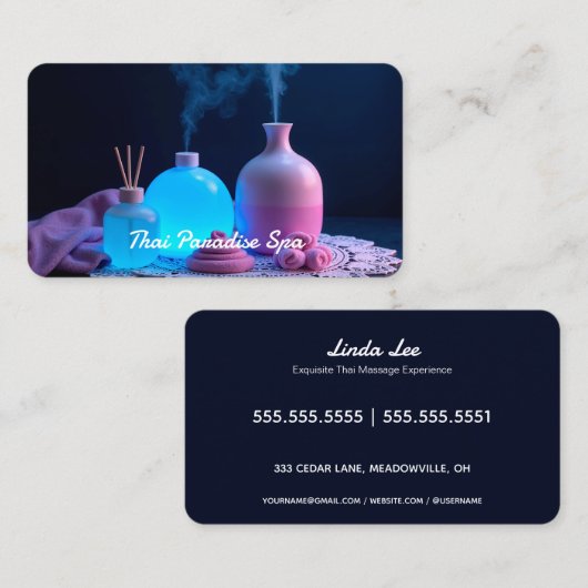 Thai Massage Neon Visitenkarte (Vorne/Hinten)