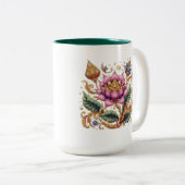 Thai Motif Blume Groß Zweifarbige Tasse (VorderseiteRechts)