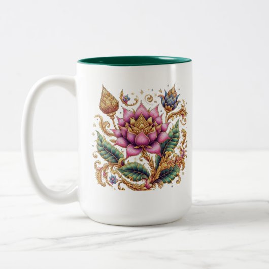 Thai Motif Blume Groß Zweifarbige Tasse (Links)
