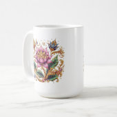 Thai Motif Blume Große klassische Keramik Kaffeetasse (Vorderseite Links)
