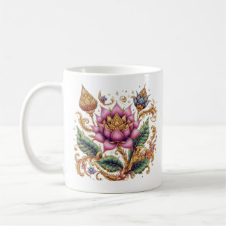 Thai Motif Blume Klassische Keramik Kaffeetasse