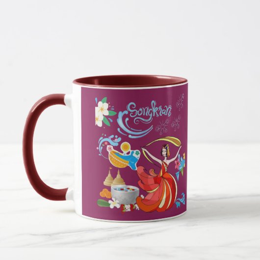 Thai Neujahrsstrahlen Magenta Tasse (Links)