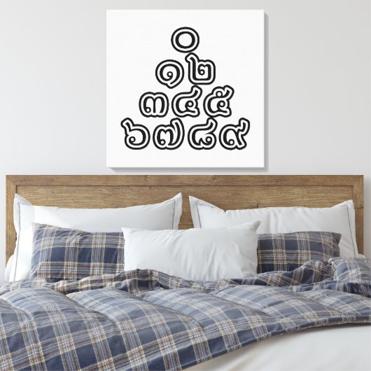 Thai Numbers Pyramid ♦ Thai-Sprachskript ♦ Leinwanddruck (Insitu (Schlafzimmer))