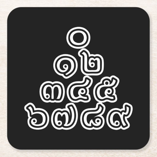 Thai Numbers Pyramid ♦ Thai-Sprachskript ♦ Rechteckiger Pappuntersetzer (Vorderseite)