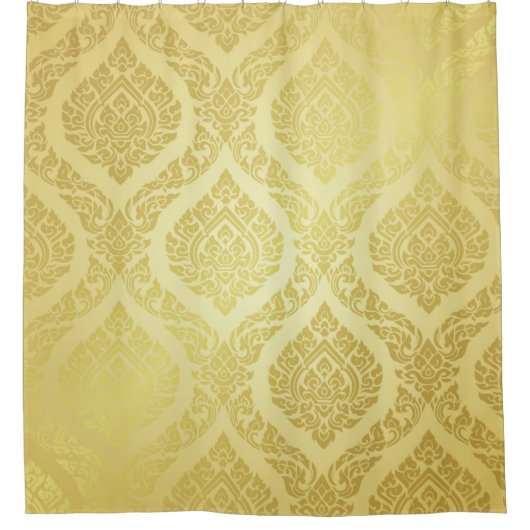 Thai Pattern Oberster Goldgrundthai, Muster, Duschvorhang (Vorderseite)