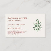 Thai Restaurant Catering Service Photo Visitenkarte (Rückseite)