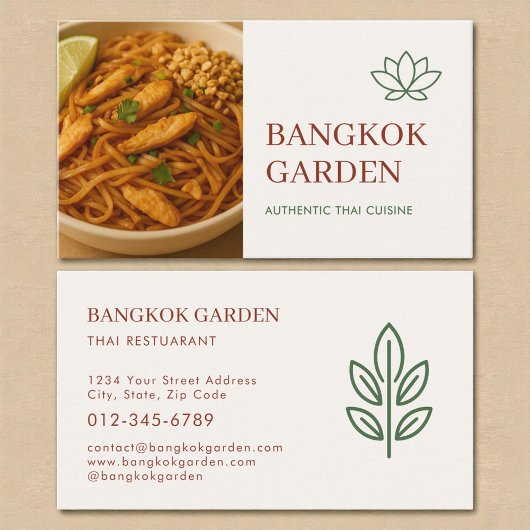 Thai Restaurant Catering Service Photo Visitenkarte