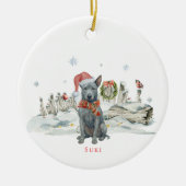 Thai Ridgeback Watercolor Dog | Monogramm Keramik Ornament (Vorne)