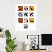 Thai Script Numbers 0 bis 9, Language Learning Poster (Heimbüro)