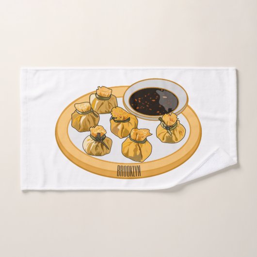 Thai Shrimp Cartoon Illustration Badhandtuch Set (Handtuch)