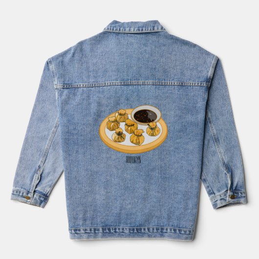 Thai Shrimp Cartoon Illustration Jeansjacke (Rückseite)
