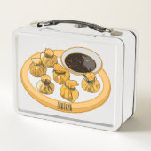 Thai Shrimp Cartoon Illustration Metall Brotdose (Rückseite)