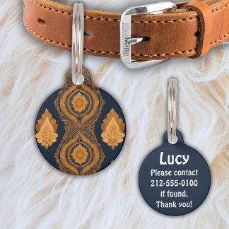 Thai Silk inspiriert Muster in Gold Haustiermarke