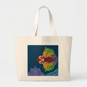 Thai Skript Abstract Fish Art Jumbo-Taschentuch Jumbo Stoffbeutel