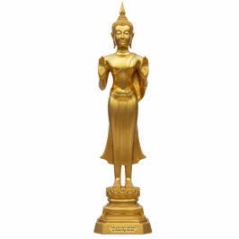 Thai Standing Gold Buddha Statue 2D statuette Freistehende Fotoskulptur