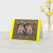 Thai Tapestry - Blank Grußkarte Karte (Gelbe Blume)