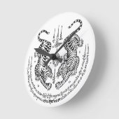 Thai Tattoo Designs Tiger " Yant Suea Koo "Black Runde Wanduhr (Winkel)