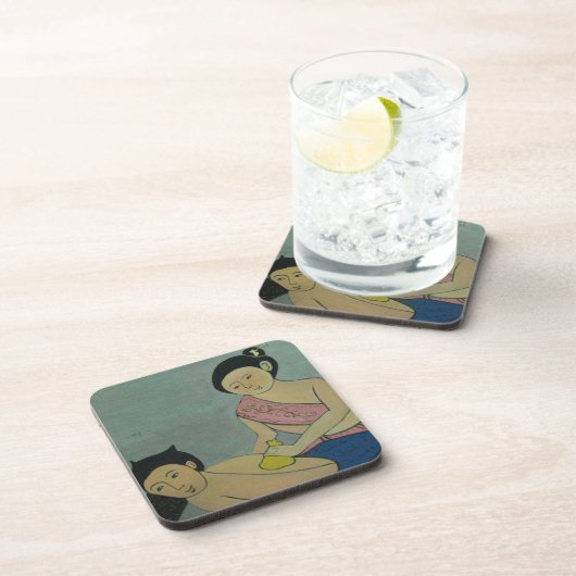 Thai Traditionelle Massage Getränkeuntersetzer (Rechte Seite)