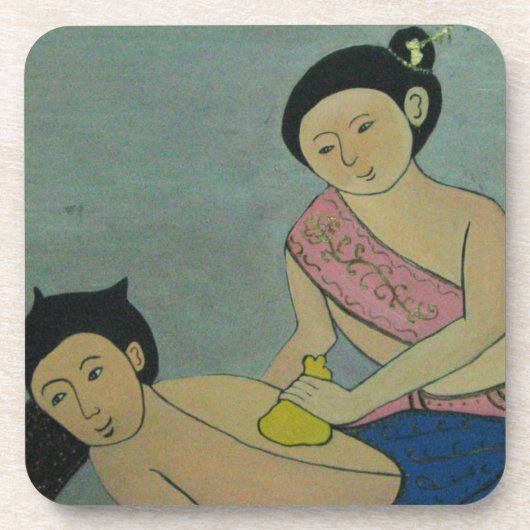 Thai Traditionelle Massage Getränkeuntersetzer (Vorderseite)