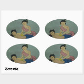 Thai Traditionelle Massage Ovaler Aufkleber (Blatt)