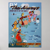 Thai Vintag Air Travel Poster wiederhergestellt (Vorne)