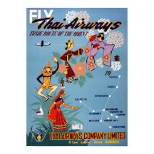 Thai Vintag Air Travel Poster wiederhergestellt