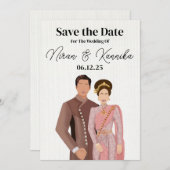 Thai Wedding Illustriert Couple Save The Date (Vorne/Hinten)