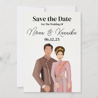 Thai Wedding Illustriert Couple Save The Date