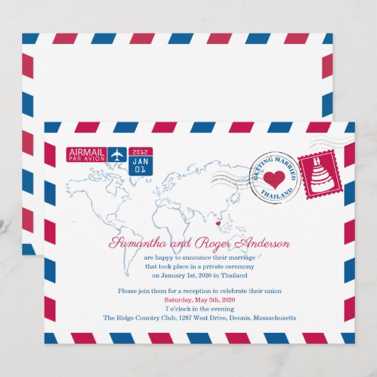 Thailand Air Mail Save the Date (Vorne/Hinten)