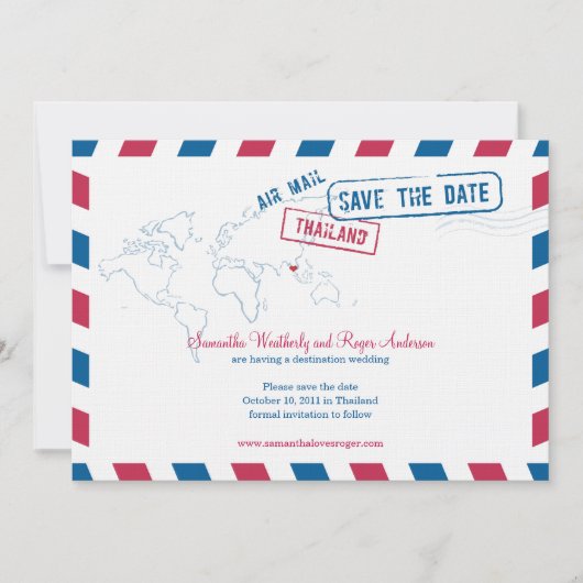 Thailand Air Mail Wedding Save the Date (Vorderseite)