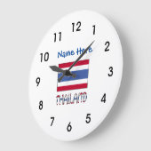 Thailand and Thai Flag with Your Name Large Clock Große Wanduhr (Winkel)