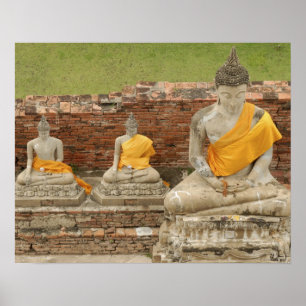 Thailand, Ayutthaya. Statues of sitting buddhas Poster