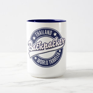 Thailand Backpacker World Traveler Logo Zweifarbige Tasse