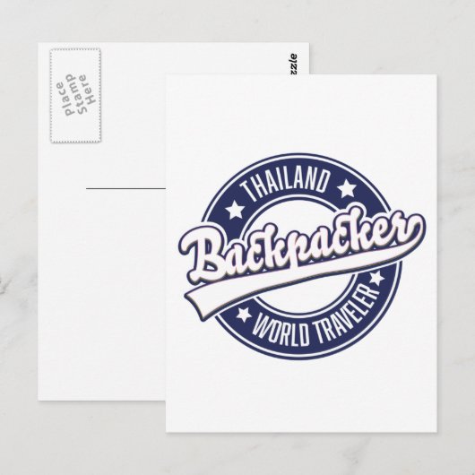Thailand Backpacker World Traveller Logo Postkarte (Vorne/Hinten)