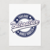 Thailand Backpacker World Traveller Logo Postkarte (Vorderseite)
