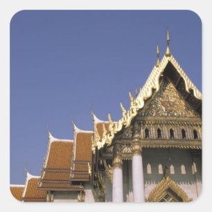 Thailand, Bangkok. Morgensonne spiegelt sich in Quadratischer Aufkleber
