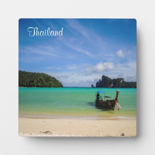 Thailand Beach Foto mit Fischerboot Fotoplatte (Vorderseite)