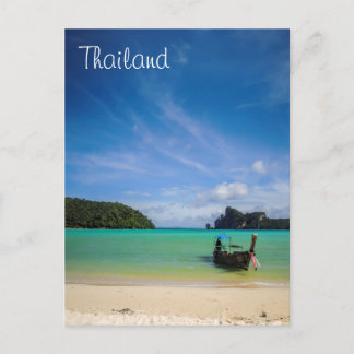 Thailand Beach Foto mit Fischerboot Postkarte